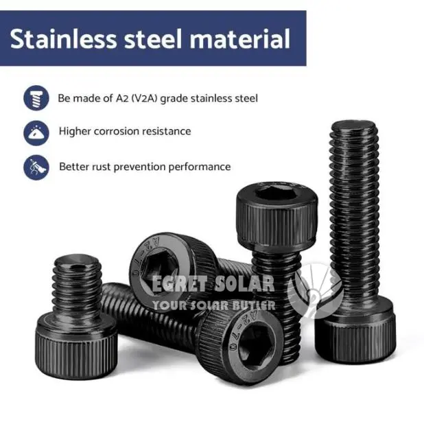 Solar Mounting Black Anodized Allen Bolt 