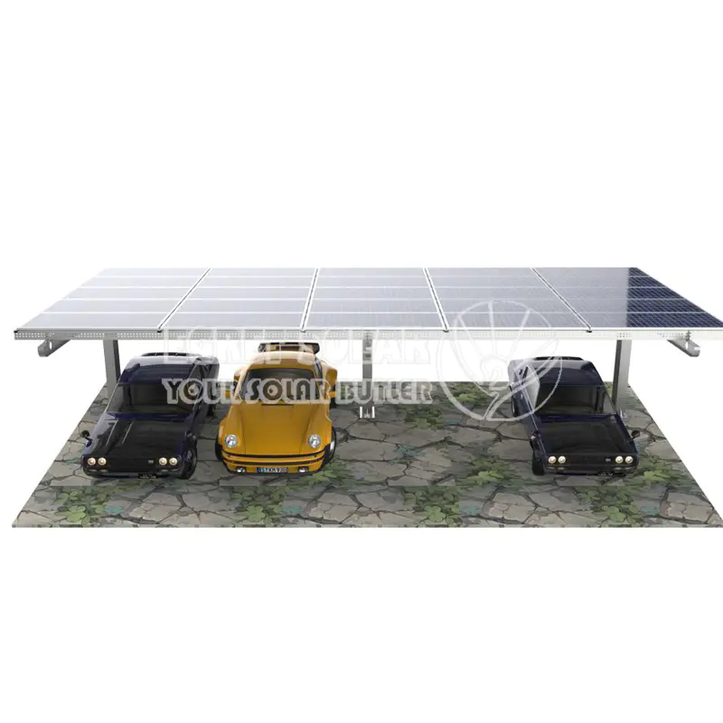 Sistem carport solar post tunggal